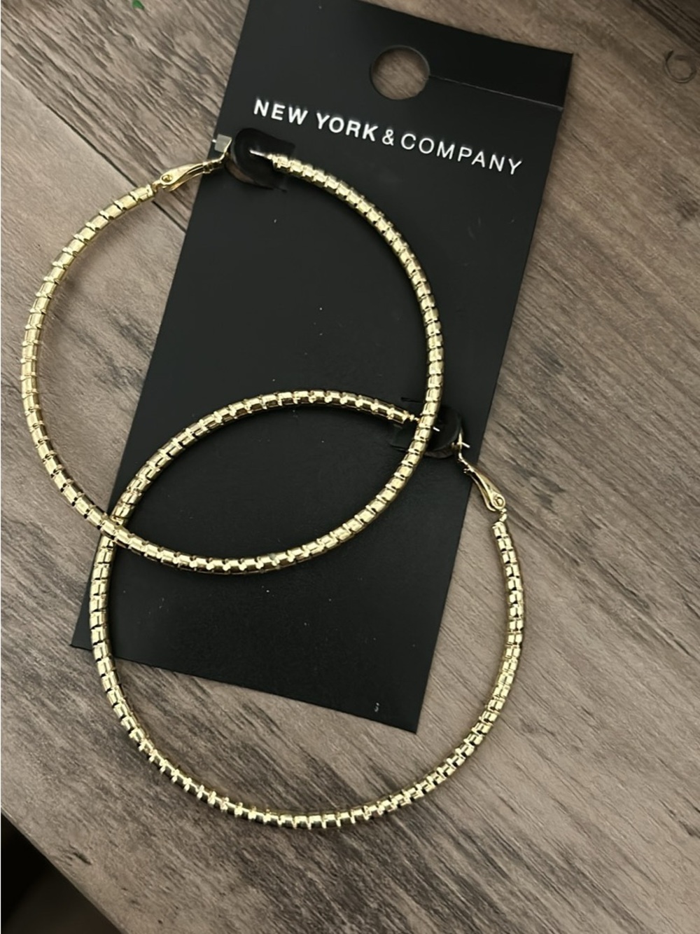 New York & Company Textured Gold Hoop Earrings